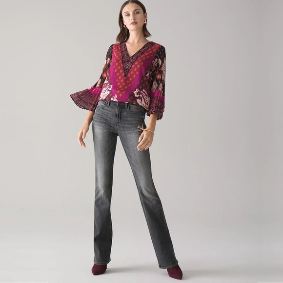 White House Black Market Tops - 2/$30 White House Black Market Petite Pleated Sleeve V-Neck Blouse #8720